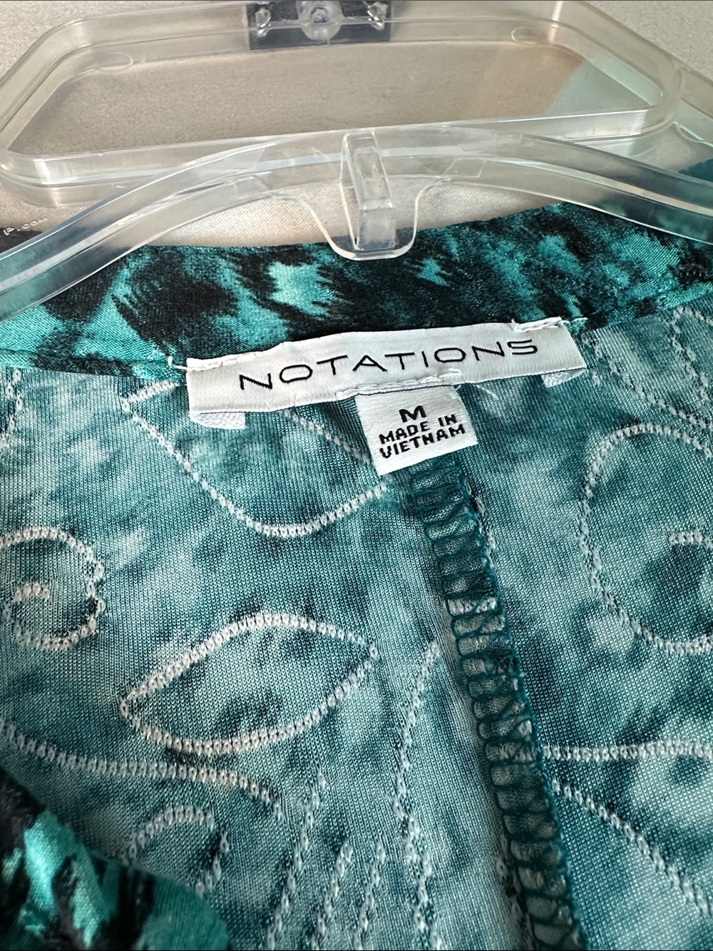 Notations Women’s Teal Button Front Blouse Shirt Top V-Neck - Picture 2 of 5